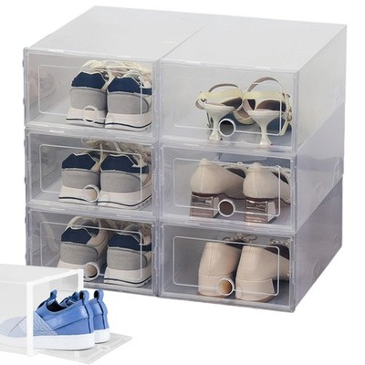 Schuhbox 6er Set Schuhkarton Aufbewahrungsbox Stapelbar Transparent mit Deckel
