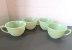 Set of 4 Vtg Lot Fire King UNUSED Coffee Tea Cups Green Jadeite Jane Ray Ribbed