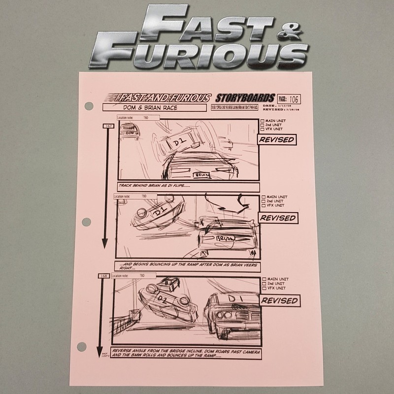 Image 9 of Fast and Furious 4 Production Used Storyboard, Brian Races as Car Flips, 106 COA