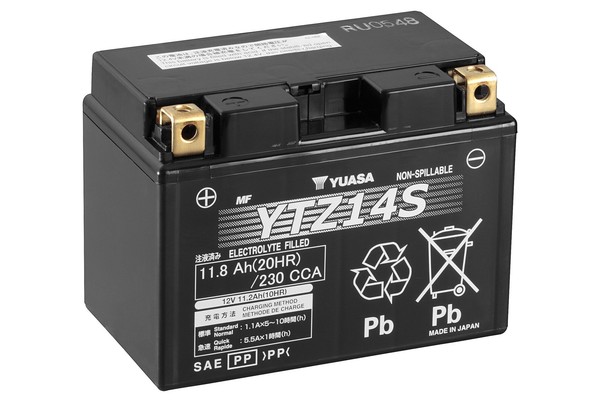 Batterie Yuasa YTZ14S / YTZ14S-BS AGM 12V 11,2Ah Motorradbatterie Wartungsfrei-image