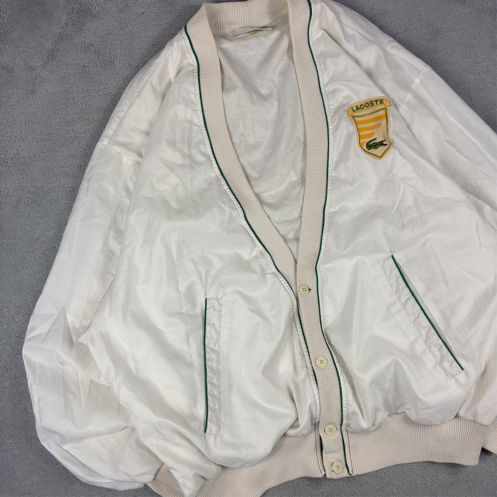 Vintage Lacoste Chemise 1980's White Shell Tennis Size 5 / Large Cardigan Jacket image 2