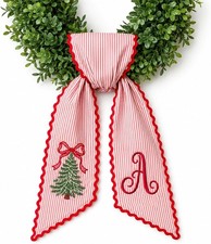 Personalized Christmas Wreath Belt Lettering Add Hat Embroidery