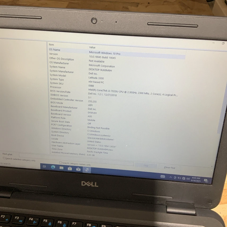DELL LATITUDE 3300 13" I3-7020U 128GB SSD 4GB Windows 10 A051 - Image 4 of 4