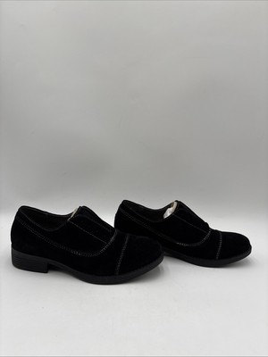 NWOB EuroSoft Tanya Women's Laceless Suede Oxfords Shoes Black Size 6M
