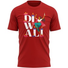 Diwali T Shirt for Men Lotus Flowers and Diyas Mens Tee Hindu Celebration Gift