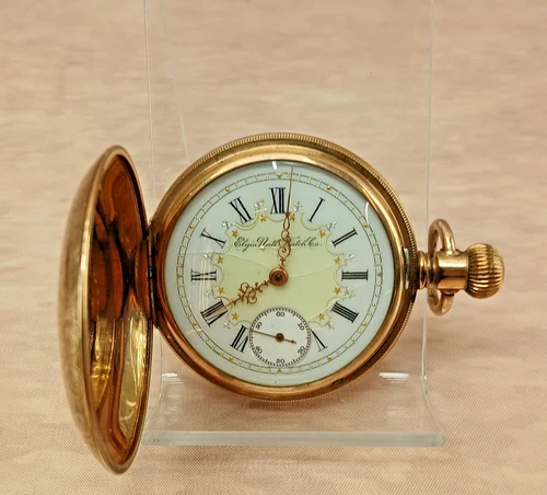 Antique Elgin Pocket Watch 15J Hunter Case Wadsworth Pilot Gold Filled w/ Papers