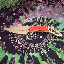 WarTech PWT433RD Red Silver Aluminum Pocketknife 3CR13 Steel Manual Blade