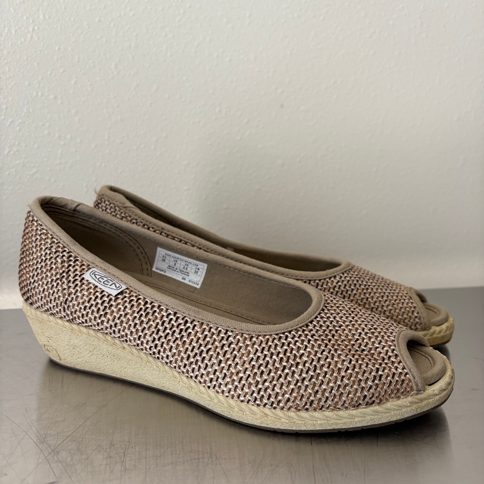 Scarpe donna KEEN 5 Cortona juta alghe punta aperta slip on zeppa casual spiaggia