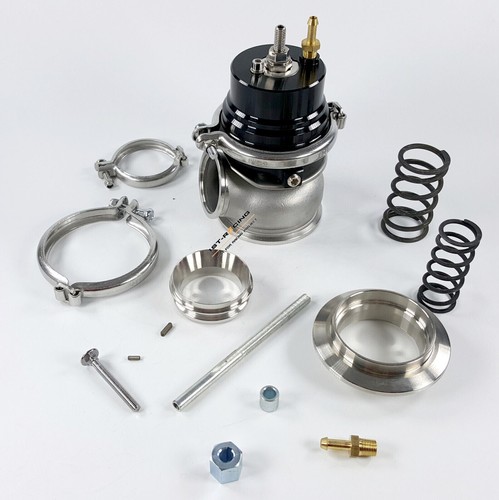 Black 60mm External Wastegate Actuator+Inlet Outlet V-Band Clamp Flanges 24PSI - Foto 3 di 5