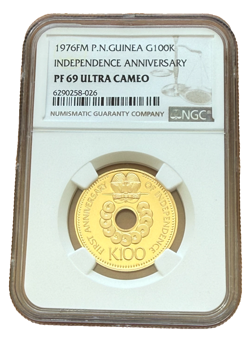 Papua New Guinea 1976 FM Gold 100 Kina NGC PF69UC Independence