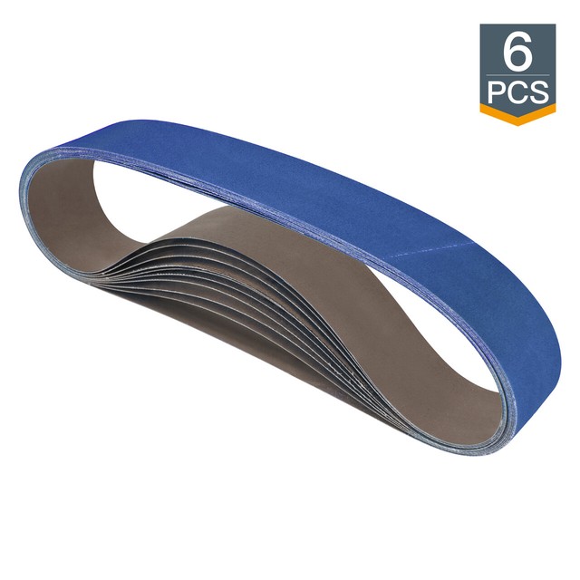 POWERTEC 2x42" Sanding Belts 24 Grit Zirconia Metal Grinding6 PK
