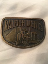 Raleigh Lights Cigarettes Tobacco Semi Truck Trucking 1970's Vintage Belt Buckle