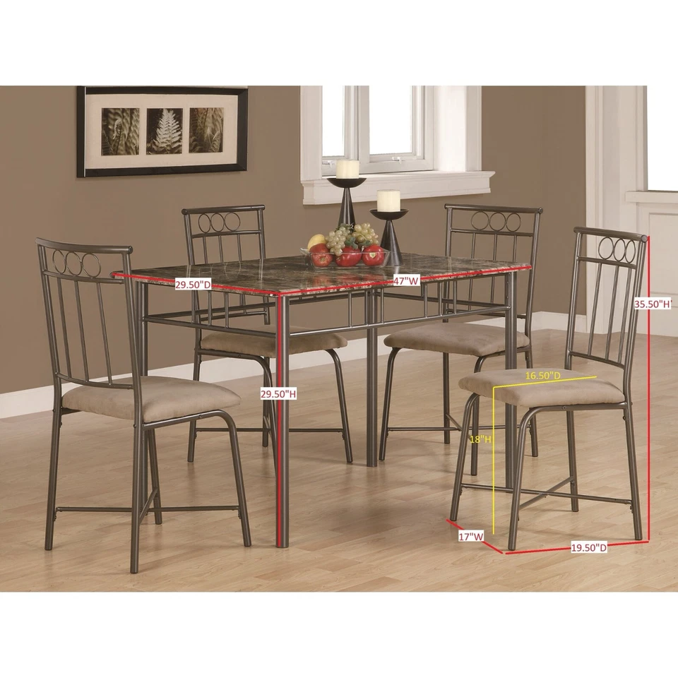 Juego de 1 mesa y 3 sillas de comedor de metal marrón Coaster - RECOGER EN NJ Foto 2 de 4