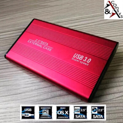 2.5'' SATA Festplattengehäuse USB 3.0 Gehäuse HDD SSD Festplatte Aluminium Rot