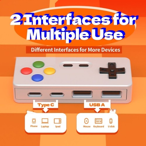 Expansion GamePad Shape Design HUB Mouse Keyboards Cartoon Converters Connectors - Afbeelding 5 van 9