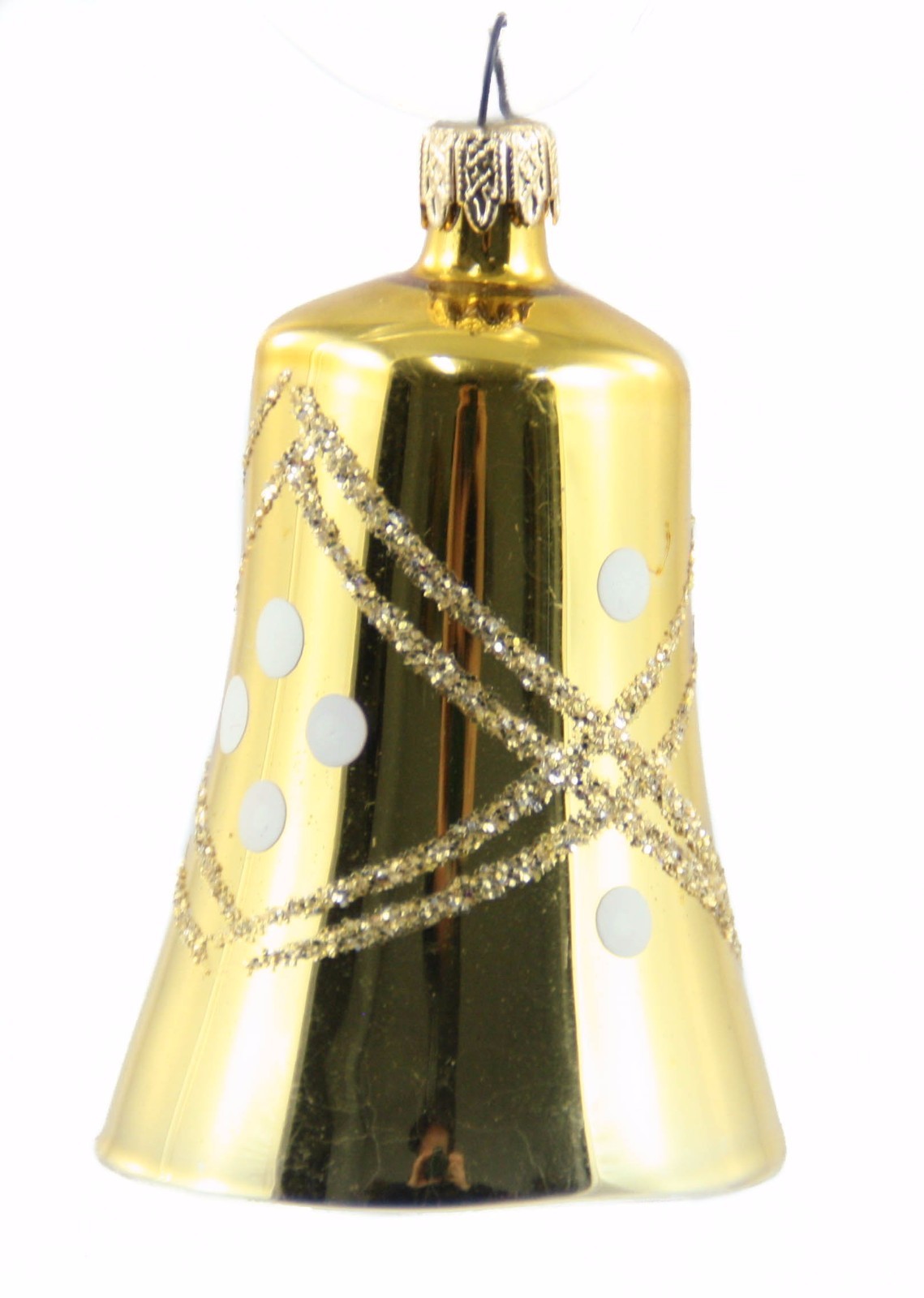 Gold Glitter Plastic Bell Christmas Ornament Holiday Tree Decoration