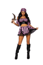 Leg Avenue 5 PC Treasure Hunt Pirate Costume, Pink/Black, S
