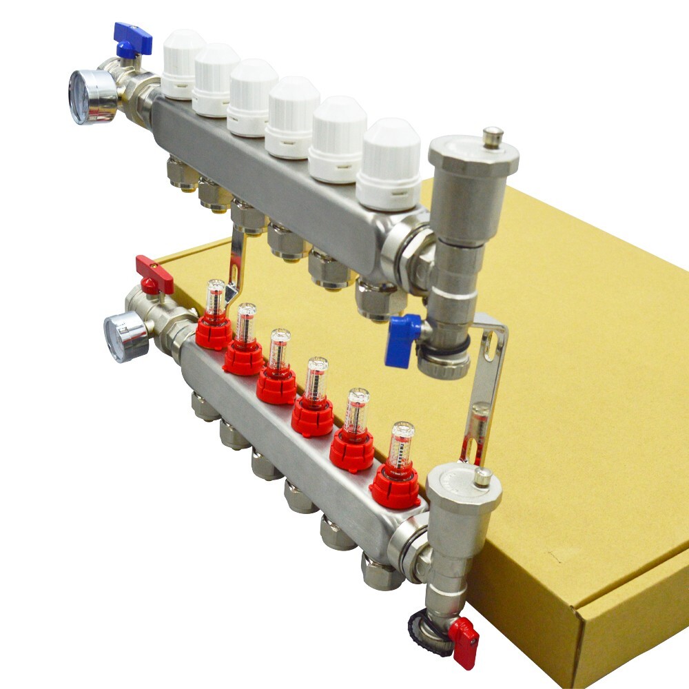 Renovation 6-Branch G1/2"PEX Radiant Floor Heating Manifold Set Water Distributo