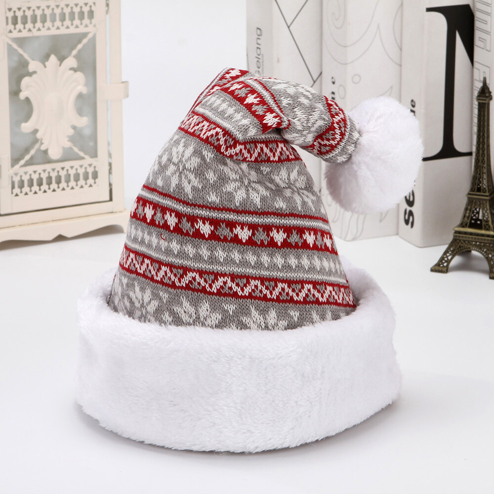 Atuful Knitted Christmas Hat Santa Hat Plush Christmas Edge - Foto 8