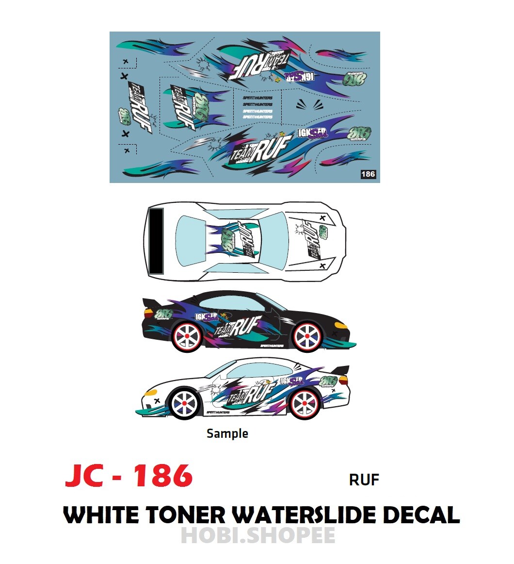 JC-9186 White Toner Waterslide Decals RUF For Custom 1:64 Hot