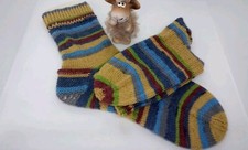 handgestrickte Socken 42 / 43 waschbar warm bunt Streifen