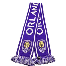 Ruffneck Scarf MLS Orlando City Soccer Team Purple Spell Out Fringed Ends
