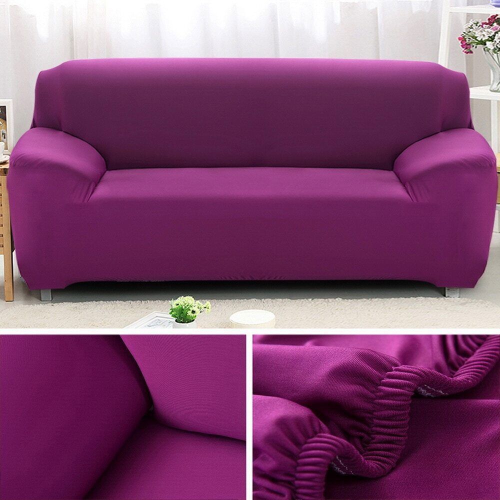 Solid Color Elastic Sofa Cover Universal Slipcover Couch Cover 1/2/3/4 seater eBay
