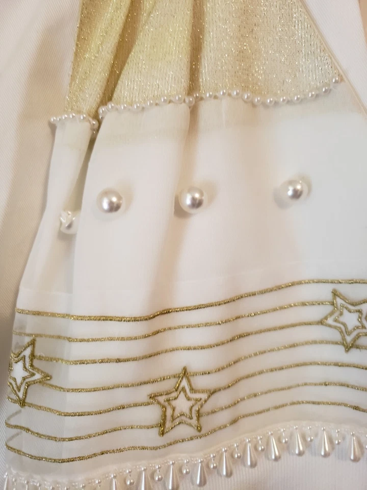 VTG The Icing Womens White Beaded and Gold Trim Embellished  High Rise Shorts 12 - Image 4 of 4