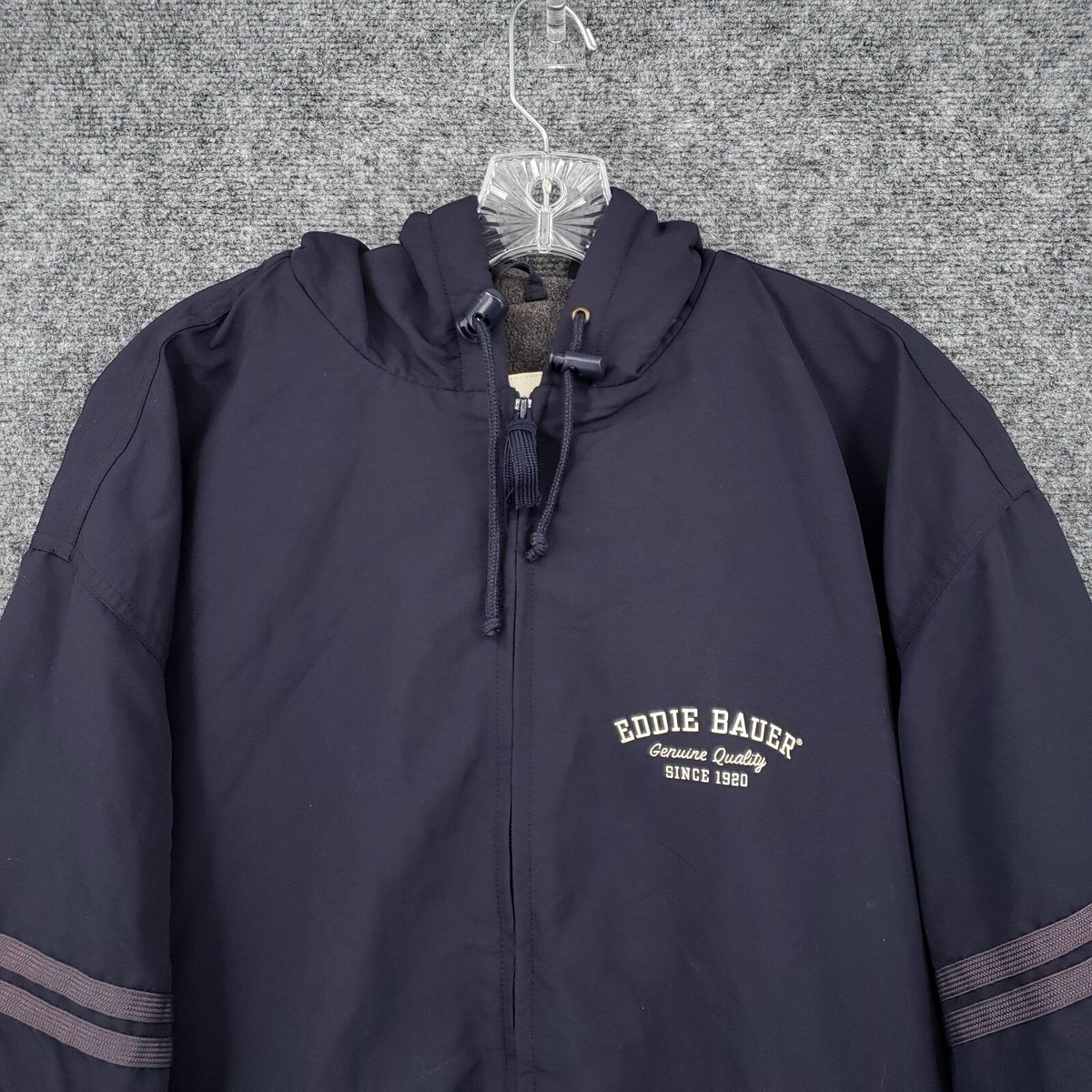 Eddie Bauer Rain Jacket Mens L Large Blue Fleece Lined Full Zip