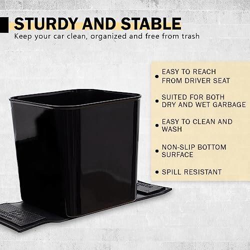 Car Trash Can Spill Proof Plastic Car Garbage Can Black without