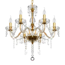 Elegant Crystal Glass Chandelier 6 Light Pendant Ceiling Lighting Fixture