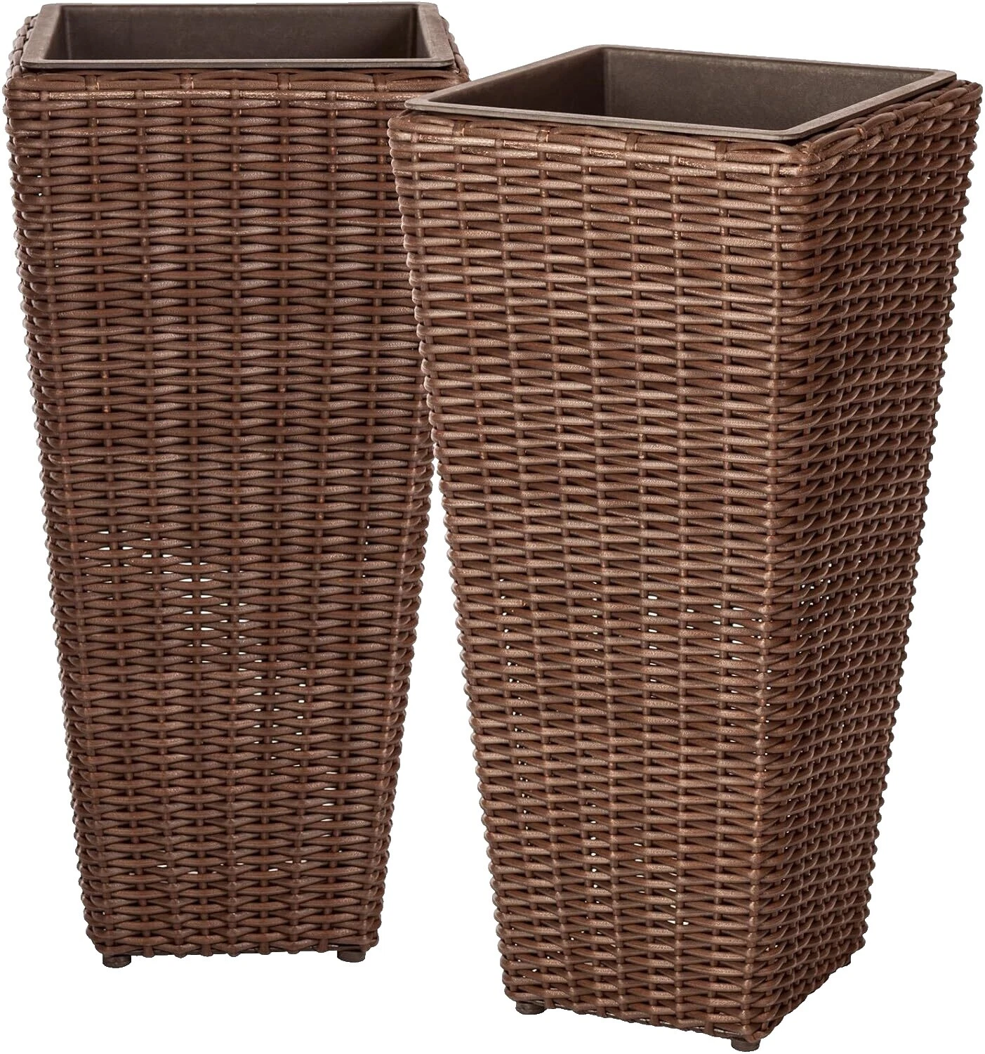 Wicker Round Brown Plant Baskets, Pots, Window Boxes & Saucers