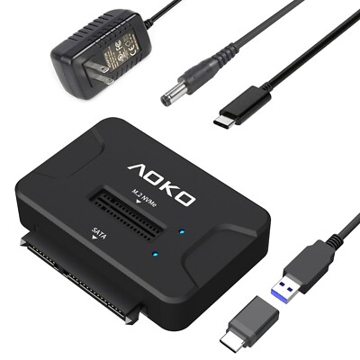 2-in-1 Hard Drive Reader   AOKO 10Gbps NVMe Enclosure for 2230/2242/2260/2