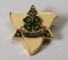 4H CANADA LAPEL PIN ONTARIO TRILLIUM FLOWER FOUR 4 H VINTAGE RETRO ORGANIZATION