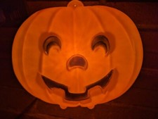 Vintage Halloween Pumpkin 10 x 8 inch Lighted Plastic Blow Mold Made In USA