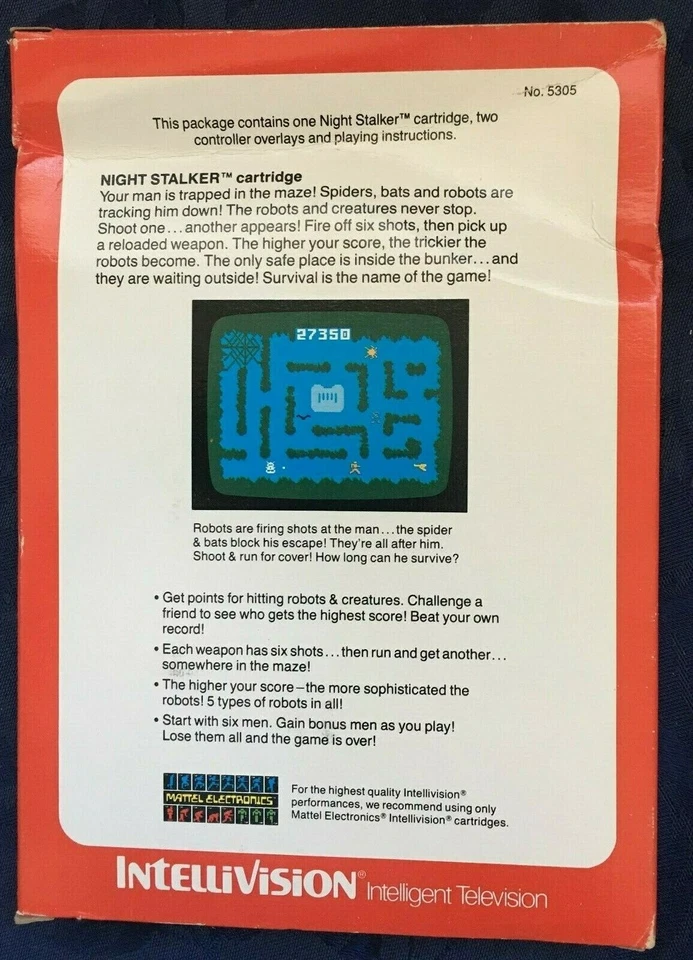 NOS INTELLIVISION "NIGHT STALKER" (1979) #5305 - Image 3 of 4