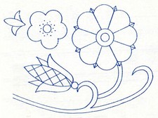 Vintage Embroidery Crewel Work Transfer Iron On - Jacobean Flower  - 13 x 17 cm