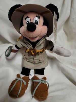 Safari Minnie Animal Kingdom WDW Disneyland 10'' Plush has beans 