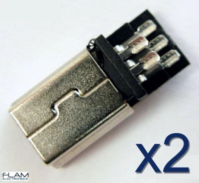2x Connecteur à souder Mini USB type B Male / 2x Mini USB Male connector to weld - Photo 1/4