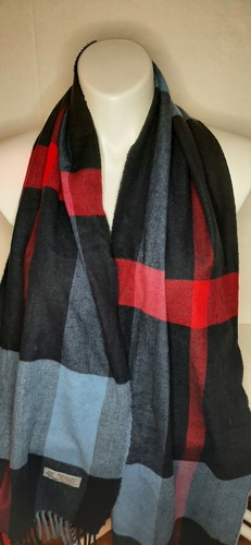 Cashmere Feel Scarf Plaid fringe ends rectangular SOFT! - Picture 3 of 5