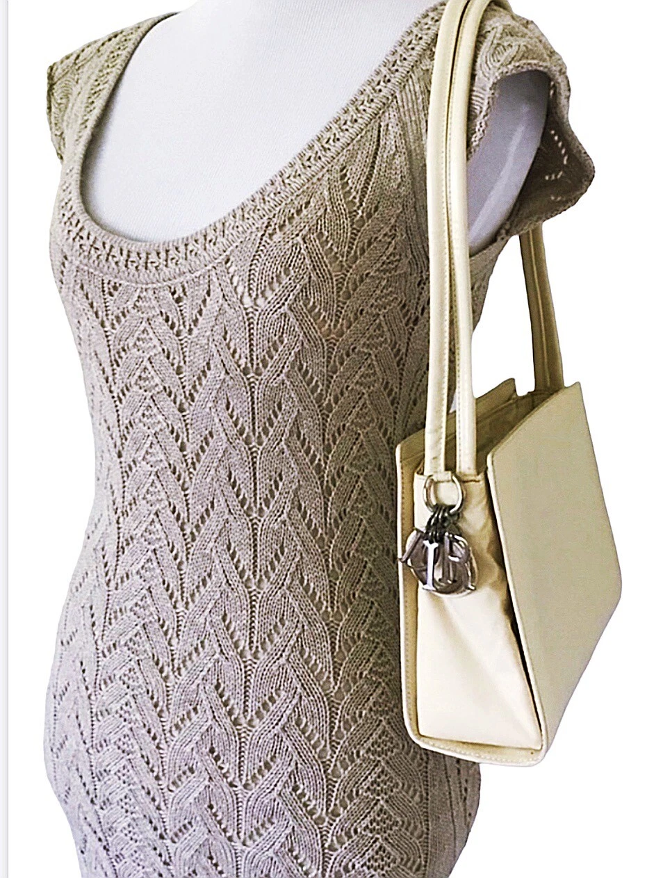Petit sac vintage Christian Dior cuir breveté et nylon femme Dior poignée supérieure