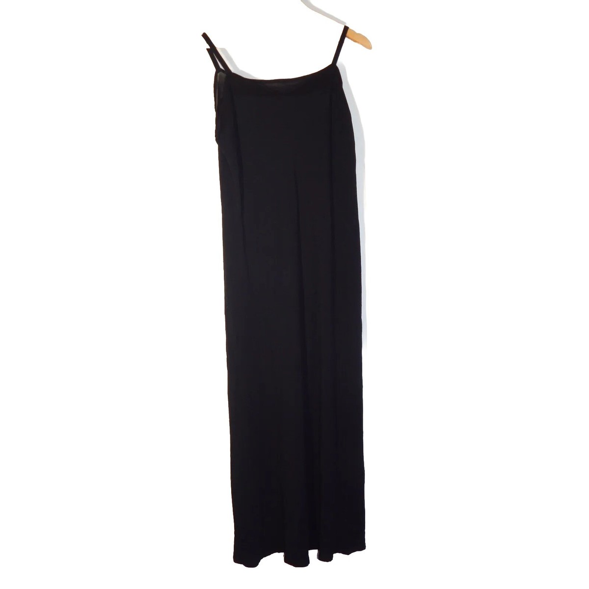 Black Crepe Maxi Dress Sz 8-10 Slip Style Chiffon Detail 90s Y2K
