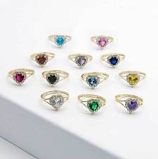 Kid's Colorful Heart Ring Solid Real 10K Yellow Gold