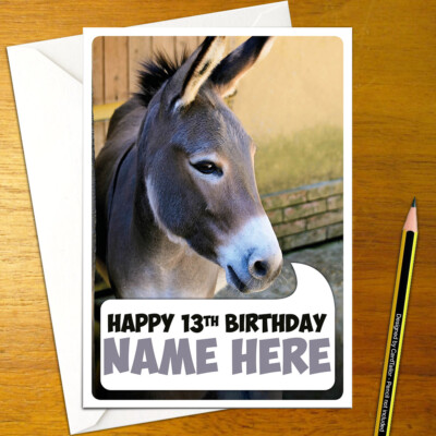 DONKEY Personalised Birthday Card - animal cute boy girl happy | eBay