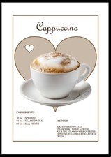 CAPPUCCINO Print Poster Kitchen Wall Art Barista Coffee Recipe