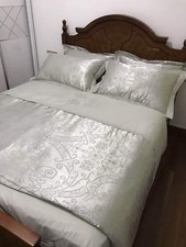 Luxury Floral Embroidery Jacquard Satin Damask Cotton Vintage Duvet Cover Set