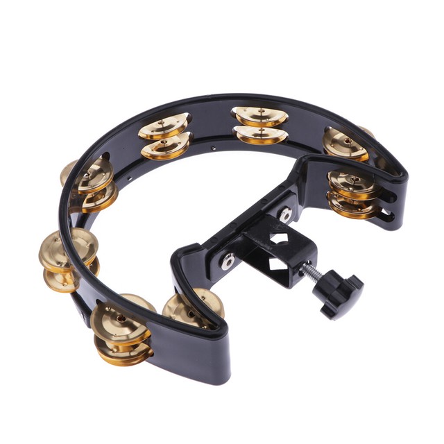 Drummer Tambourine Drum Set Tambourine with Mounting Eye Stud, Black