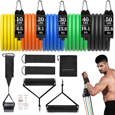 Heavy Duty Resistance Bands (Set of 5 ) Exercise Pull up Assist Fitness Workout