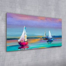 Acrylglasbild Wandbild Plexiglas 100x50 Kunst Bild Boot buntes Wasser segel