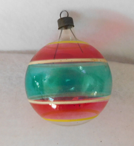 Vintage WWII Era Shiny Brite ? -Stirped Unsilvered Christmas Ornament V. Pretty - Picture 14 of 14